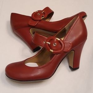 Nine West/ Red/ Leather/Mary Jane / Heels